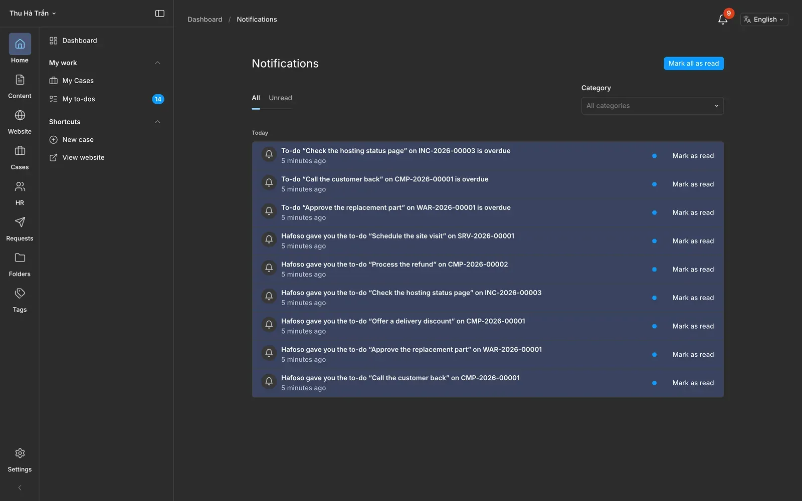 The notification centre
